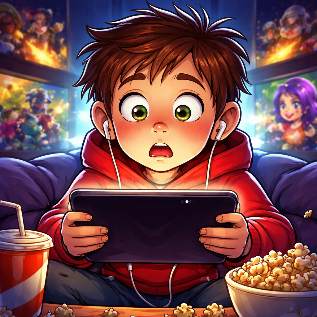 Folge 34 - Wie viel Medienzeit bekommt mein Kind? Ein Kind sitzt vor einem Tablet mit Kopfhörern im Ohr